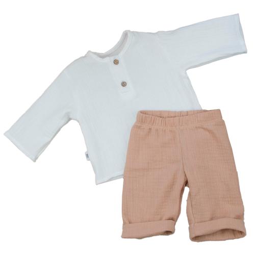 Комплект для мальчика летний рубашечка штанишки Муслин KiDi 922.622(Мс) 76 песочный