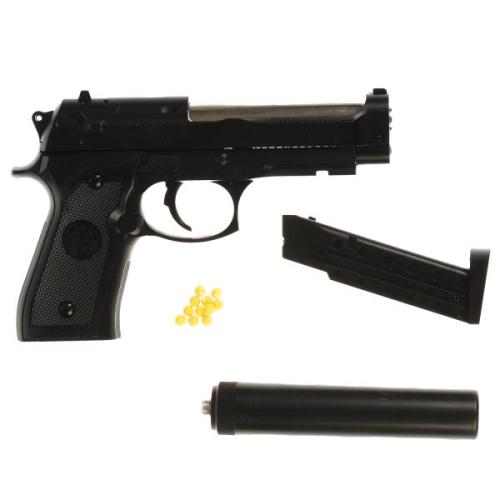 Игрушка Пистолет с глушителем металлический 1B01642 фото 3