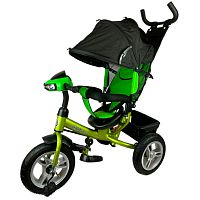 Велосипед трёхколесный с ручкой Солнце для малышей Рыжий кот ВЛ-0620 зеленый