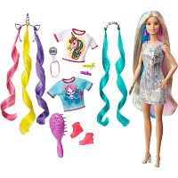 Кукла Barbie со съемными разноцветными прядями Радужные волосы Mattel GHN04
