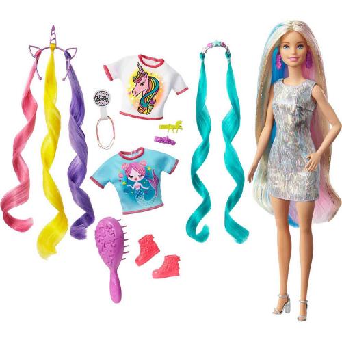 Кукла Barbie со съемными разноцветными прядями Радужные волосы Mattel GHN04