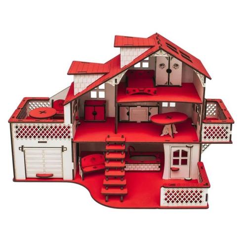 Домик кукольный №1 с гаражом Рубиновый Myland toys фото 2