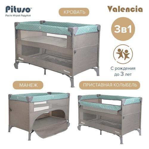Манеж-кровать Pituso Valencia Mint Grey BS02-2-Mint_grey фото 11