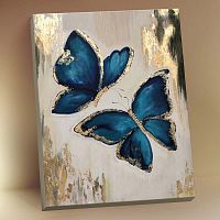 Картина по номерам с поталью 40х50 Синяя бабочка Флюид HR0386